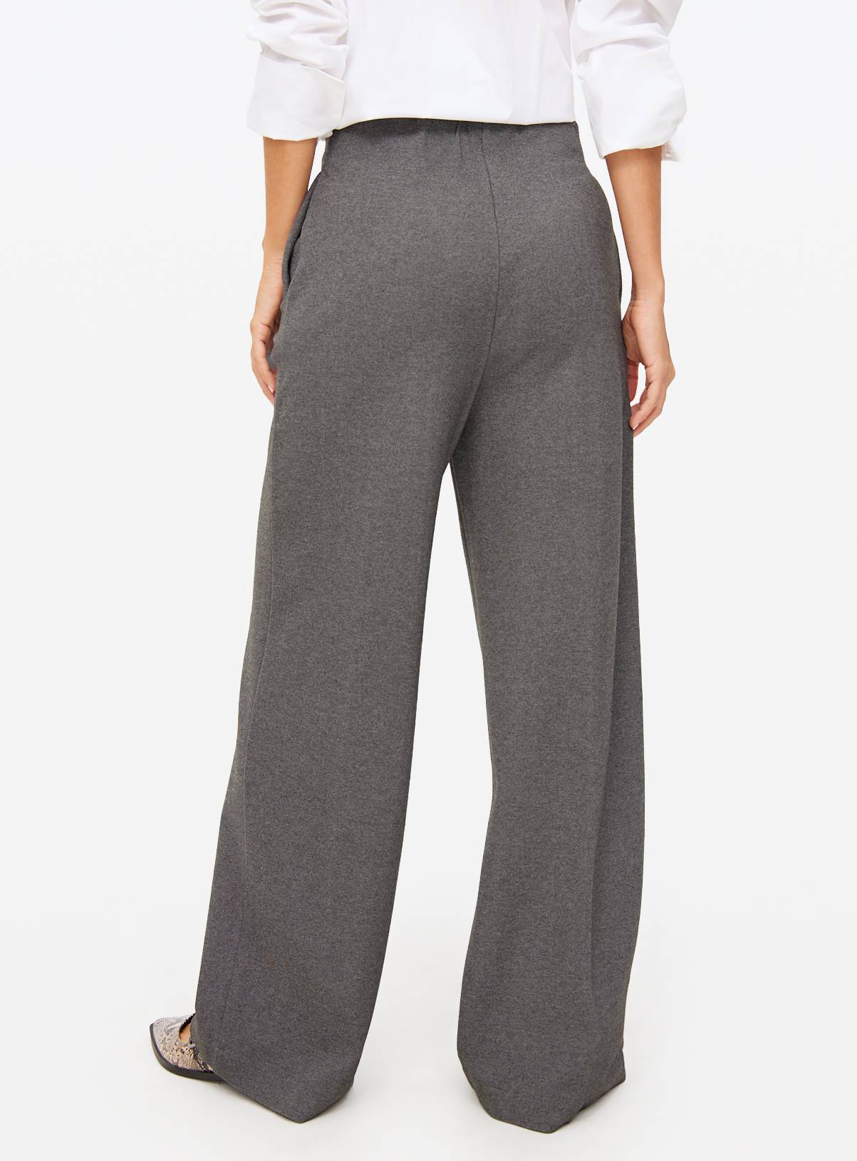 Mid Grey Wide Leg Ponte Trousers 12R - Image 4
